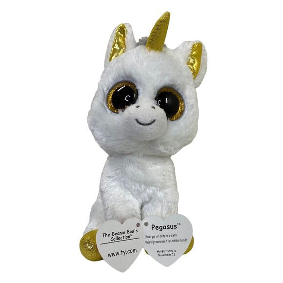 Beanie Boo Pegasus 6” Plush Ty Silk White Unicorn Stuffed Animal Toy Loose Tag - Picture 2 of 12